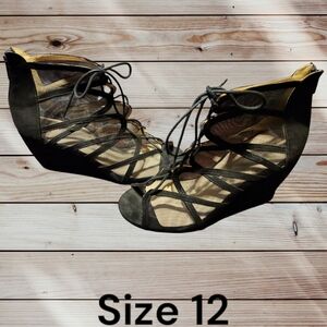 Torrid Black Lace-Up Mesh Wedges